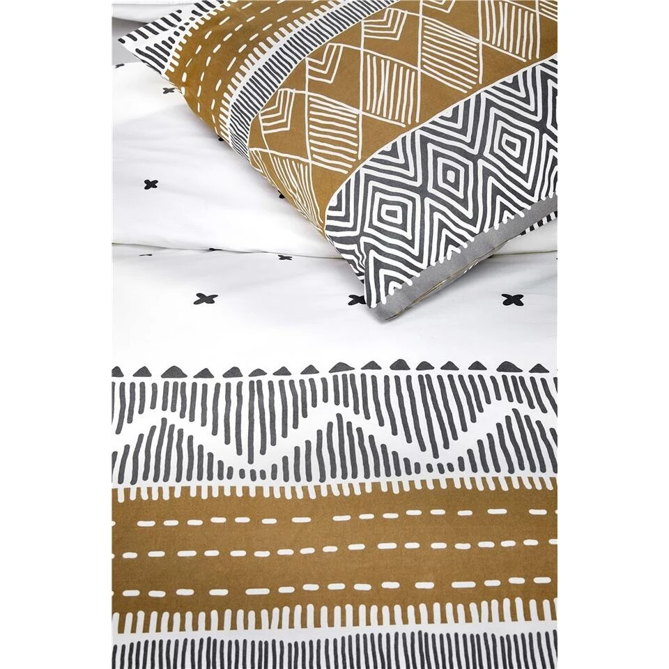 Walra - Dekbedovertrek Ikat Dreams - 140x220 Cm - Wit / Cognac 5 Walra - Dekbedovertrek Ikat Dreams - 140x220 Cm - Wit / Cognac - Afbeelding 3