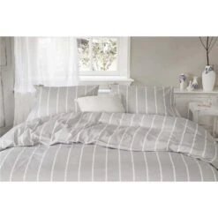 Walra - Dekbedovertrek Preppy Pinstripe - 140x220 Cm - Grijs -Kwaliteit Geselecteerde Dekbedovertrekkenwinkel 1000012962 0101