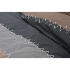 Ten Cate Katoenen Eenpersoons Dekbedovertrek - 140x200/220 - Zig Zag Taupe -Kwaliteit Geselecteerde Dekbedovertrekkenwinkel 1000023935 0111