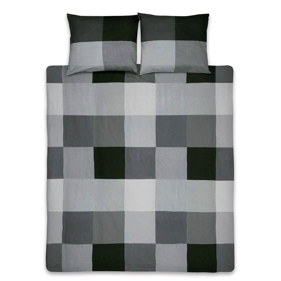 Ten Cate Katoenen Lits Jumeaux Dekbedovertrek - 240x200/220 - Block Antraciet 4 Ten Cate Katoenen Lits Jumeaux Dekbedovertrek - 240x200/220 - Block Antraciet - Afbeelding 2