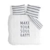 Walra - Dekbedovertrek Happy Wake Up - 240x220 Cm - Wit / Blauw -Kwaliteit Geselecteerde Dekbedovertrekkenwinkel 1000024971