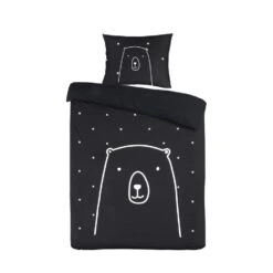 Kidzroom Bear Dekbedovertrek - 120x150 - Zwart