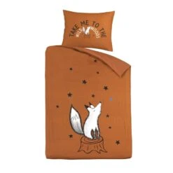 Kidzroom Fox Dekbedovertrek - 140x200 - Bruin