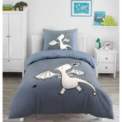 Kidzroom Dragon Dekbedovertrek - 140x200 - Blauw -Kwaliteit Geselecteerde Dekbedovertrekkenwinkel 1000025147 0101
