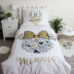 Disney Minnie Mouse Dekbedovertrek Gold - Eenpersoons - 140 X 200 Cm - Katoen -Kwaliteit Geselecteerde Dekbedovertrekkenwinkel 1000025431 0101