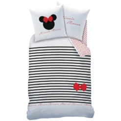 Disney Minnie Mouse Dekbedovertrek, Stripes - 140 X 200 Cm + 63 X 63 Cm - Katoen