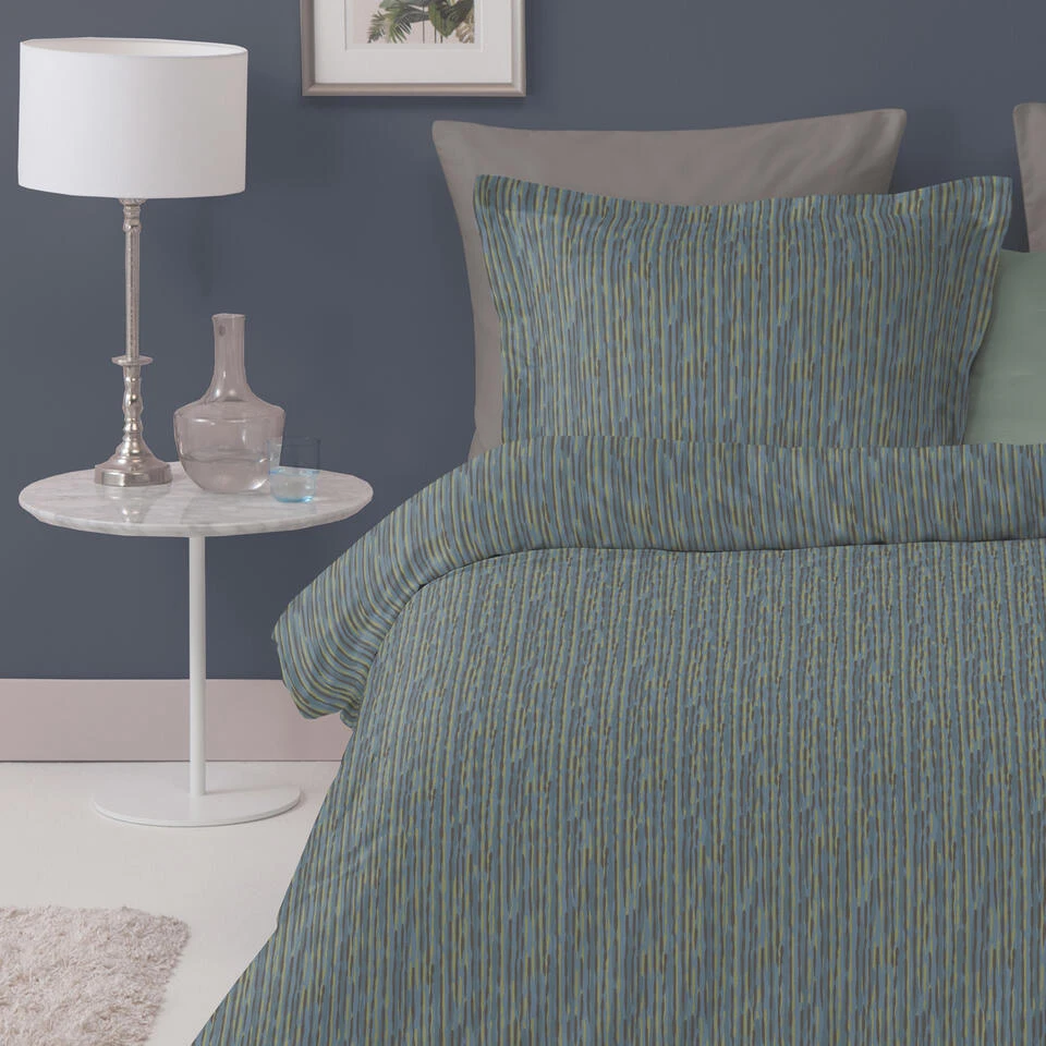 Damai Dekbedovertrek Katoen - 140x200/220cm - Blauw Gestreept Dessin 4 Damai Dekbedovertrek Katoen - 140x200/220cm - Blauw Gestreept Dessin - Afbeelding 2