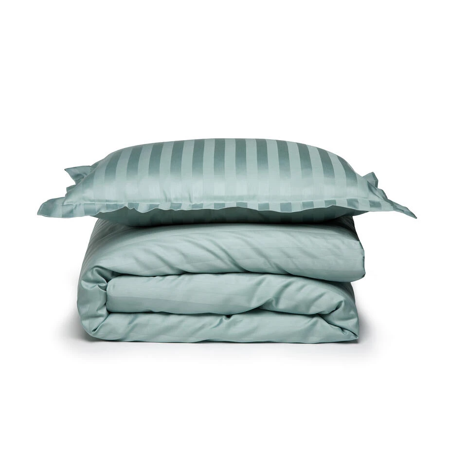Damai Dekbedovertrek Katoen-satijn - 140x200/220cm - Mist Groen Gestreept 4 Damai Dekbedovertrek Katoen-satijn - 140x200/220cm - Mist Groen Gestreept - Afbeelding 2
