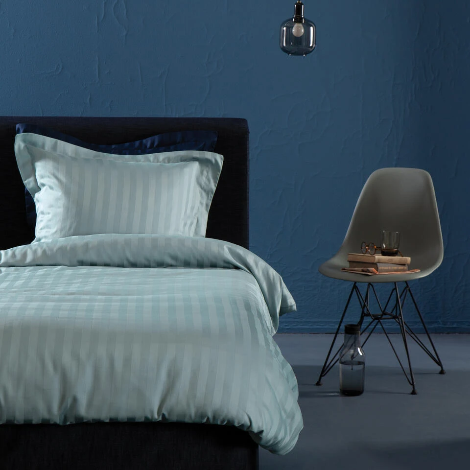 Damai Dekbedovertrek Katoen-satijn - 140x200/220cm - Mist Groen Gestreept 6 Damai Dekbedovertrek Katoen-satijn - 140x200/220cm - Mist Groen Gestreept - Afbeelding 4