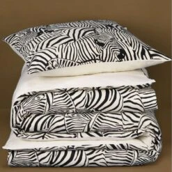 De Witte Lietaer Dekbedovertrek Zebra Cream - 140 X 200/220 Cm - Katoen Flanel -Kwaliteit Geselecteerde Dekbedovertrekkenwinkel 1000032046 0103