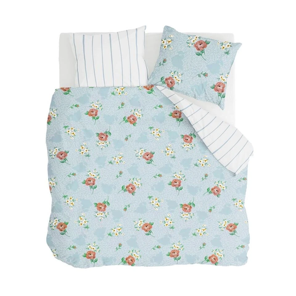 Walra - Dekbedovertrek Red Roses - 240x220 Cm - Blauw 3 Walra - Dekbedovertrek Red Roses - 240x220 Cm - Blauw