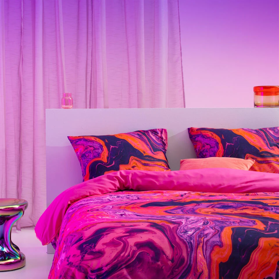 Damai Dekbedovertrek Trance - Satijn - 240x200/220 Cm - Shocking Pink 4 Damai Dekbedovertrek Trance - Satijn - 240x200/220 Cm - Shocking Pink - Afbeelding 2