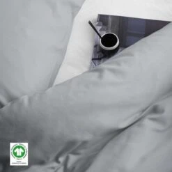 Damai Dekbedovertrek Organic Satijn Grey-Lits-jumeaux (260 X 200/220 Cm) -Kwaliteit Geselecteerde Dekbedovertrekkenwinkel 1000034878 0102