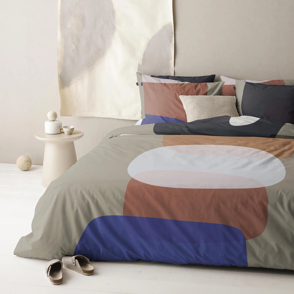 Damai Dekbedovertrek Miro - Katoen - 260x200/220 Cm - Warm Grey 4 Damai Dekbedovertrek Miro - Katoen - 260x200/220 Cm - Warm Grey - Afbeelding 2