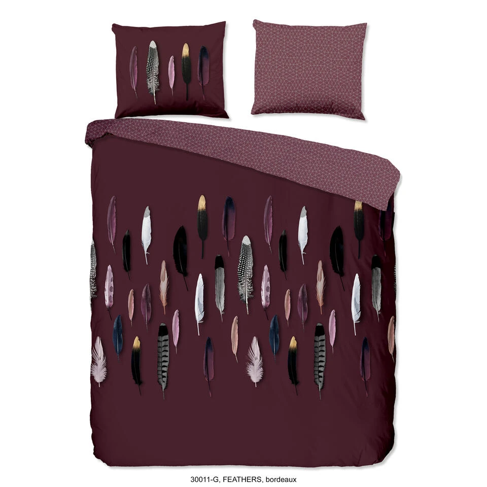 Good Morning Dekbedovertrek "Feathers" - Rood - (200x220 Cm) 3 Good Morning Dekbedovertrek "Feathers" - Rood - (200x220 Cm)