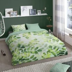 Good Morning Dekbedovertrek "Sunny Leaves" - Groen - (240x220 Cm) -Kwaliteit Geselecteerde Dekbedovertrekkenwinkel 1000035794 0101