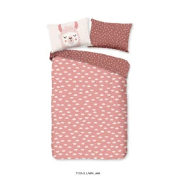 Good Morning Dekbedovertrek "Lama" - Roze - (120x150 Cm)