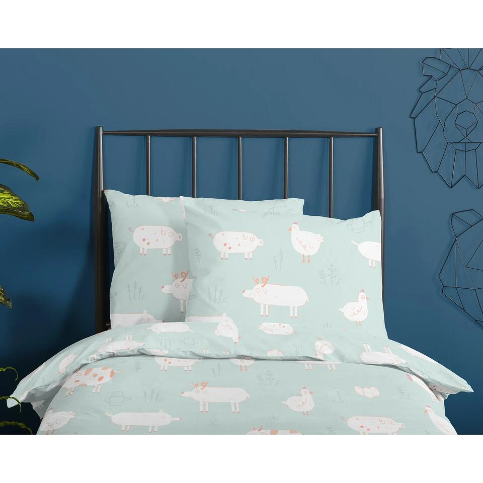 Good Morning Dekbedovertrek "Petting Zoo" - Mint - (140x220 Cm) 6 Good Morning Dekbedovertrek "Petting Zoo" - Mint - (140x220 Cm) - Afbeelding 4