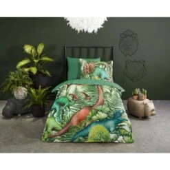 Good Morning Dekbedovertrek "Prehistory" - Groen - (140x220 Cm) -Kwaliteit Geselecteerde Dekbedovertrekkenwinkel 1000035937 0101