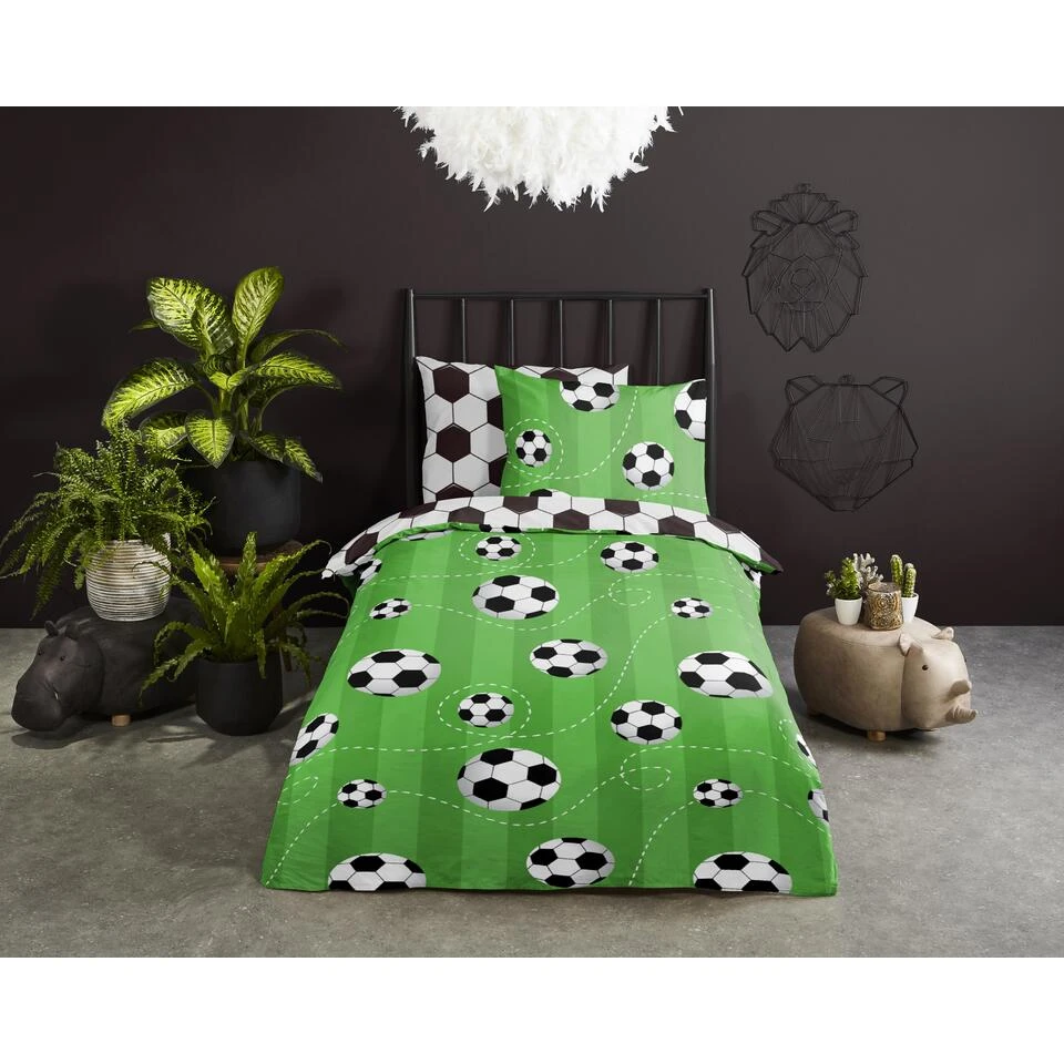 Good Morning Dekbedovertrek "Soccer" - Groen - (120x150 Cm) 4 Good Morning Dekbedovertrek "Soccer" - Groen - (120x150 Cm) - Afbeelding 2