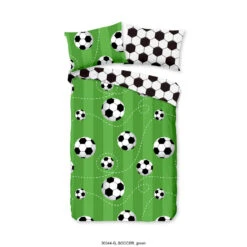 Good Morning Dekbedovertrek "Soccer" - Groen - (120x150 Cm)