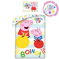 Peppa Pig Dekbedovertrek Boing - Eenpersoons - 140 X 200 Cm - Katoen -Kwaliteit Geselecteerde Dekbedovertrekkenwinkel 1000044587 0103