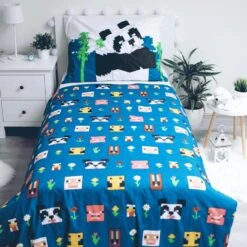 Minecraft Dekbedovertrek Explore Overworld - Eenpersoons - 140 X 200 Cm - Katoen -Kwaliteit Geselecteerde Dekbedovertrekkenwinkel 1000044600 0102