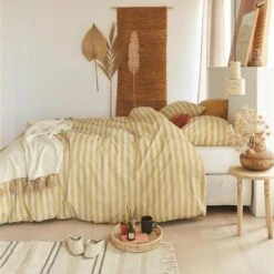 Ariadne At Home Dekbedovertrek Knit Stripes Yellow-Lits-jumeaux (240 X 200/22... -Kwaliteit Geselecteerde Dekbedovertrekkenwinkel 1000052567 0103