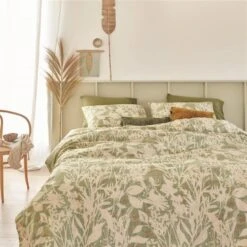 Ariadne At Home Dekbedovertrek Botanical Green-2-persoons (200 X 200/220 Cm) -Kwaliteit Geselecteerde Dekbedovertrekkenwinkel 1000057385 0102