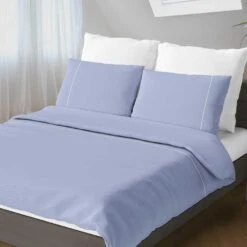 Flanellen Romanette Dekbedovertrek Duchesse Blauw/Wit-240 X 200/220 Cm -Kwaliteit Geselecteerde Dekbedovertrekkenwinkel 1000057425 0101