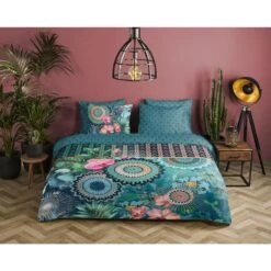 HIP Dekbedovertrek "Valdez" - Petrol - (200x220 Cm) -Kwaliteit Geselecteerde Dekbedovertrekkenwinkel 1000061638 0102