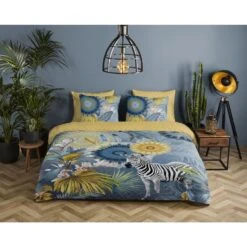 HIP Dekbedovertrek "Laska" - Blauw - (240x220 Cm) -Kwaliteit Geselecteerde Dekbedovertrekkenwinkel 1000061737 0102