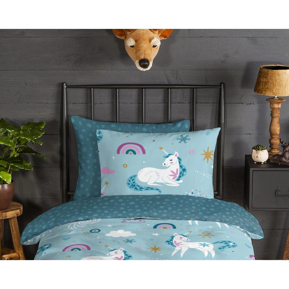 Good Morning Dekbedovertrek "Snowycorn" - Blauw - (140x220 Cm) 5 Good Morning Dekbedovertrek "Snowycorn" - Blauw - (140x220 Cm) - Afbeelding 3