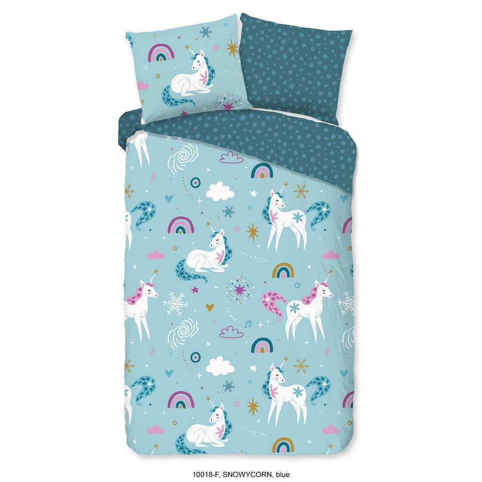 Good Morning Dekbedovertrek "Snowycorn" - Blauw - (140x220 Cm) 3 Good Morning Dekbedovertrek "Snowycorn" - Blauw - (140x220 Cm)