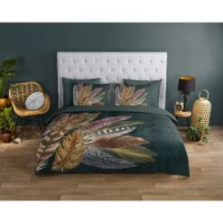 Good Morning Dekbedovertrek "Soft Feathers" - Groen - (140x220 Cm) -Kwaliteit Geselecteerde Dekbedovertrekkenwinkel 1000070221 0101