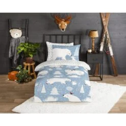 Good Morning Dekbedovertrek "Northpole" - Blauw - (140x220 Cm) -Kwaliteit Geselecteerde Dekbedovertrekkenwinkel 1000070224 0101
