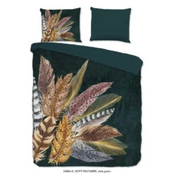 Good Morning Dekbedovertrek "Soft Feathers" - Groen - (200x220 Cm)