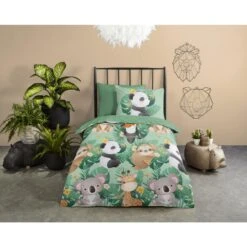 Good Morning Dekbedovertrek "Momo" - Groen - (140x220 Cm) -Kwaliteit Geselecteerde Dekbedovertrekkenwinkel 1000080891 0101