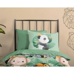 Good Morning Dekbedovertrek "Momo" - Groen - (140x220 Cm) -Kwaliteit Geselecteerde Dekbedovertrekkenwinkel 1000080891 0110