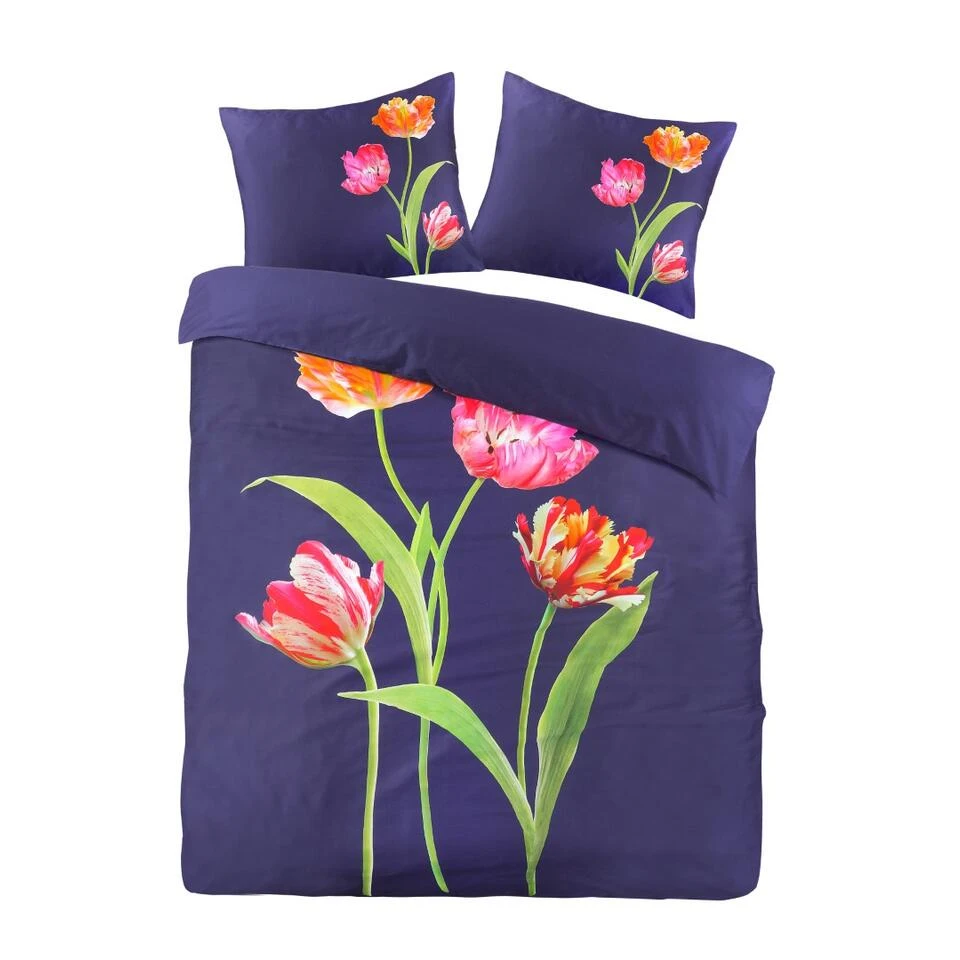 Papillon Dekbedovertrek Tulips - 240x200/220 Cm - Navy 3 Papillon Dekbedovertrek Tulips - 240x200/220 Cm - Navy