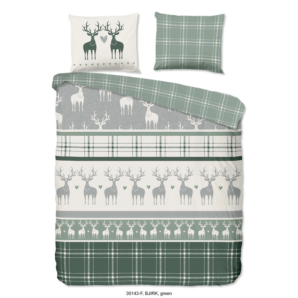 Good Morning Dekbedovertrek "Bjirk" - Groen - (240x220 Cm) 3 Good Morning Dekbedovertrek "Bjirk" - Groen - (240x220 Cm)