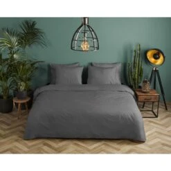 HIP Dekbedovertrek "" - Antraciet - (140x220 Cm) -Kwaliteit Geselecteerde Dekbedovertrekkenwinkel 1000096072 0101