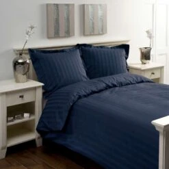 Papillon Dekbedovertrek Satijn Streep - 240x200/220 Cm - Blauw -Kwaliteit Geselecteerde Dekbedovertrekkenwinkel 1132353488 0101