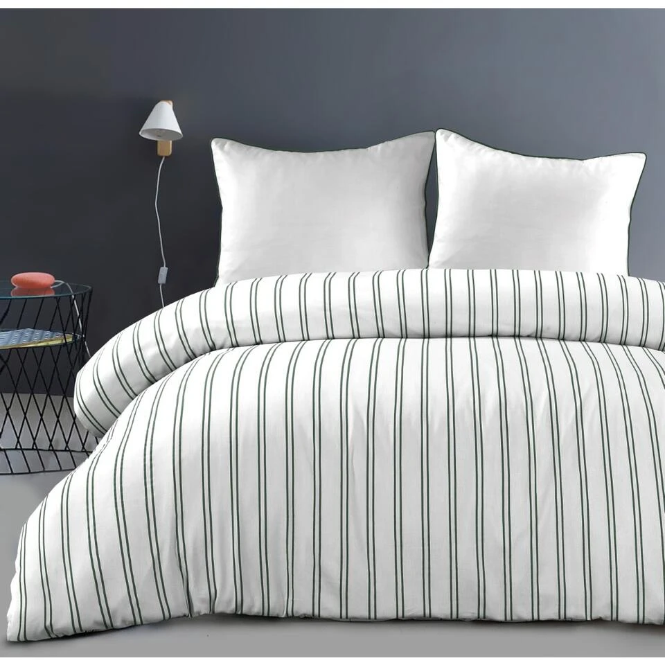 Papillon Dekbedovertrek Hugo - 200x200/220 Cm - Groen 5 Papillon Dekbedovertrek Hugo - 200x200/220 Cm - Groen - Afbeelding 3