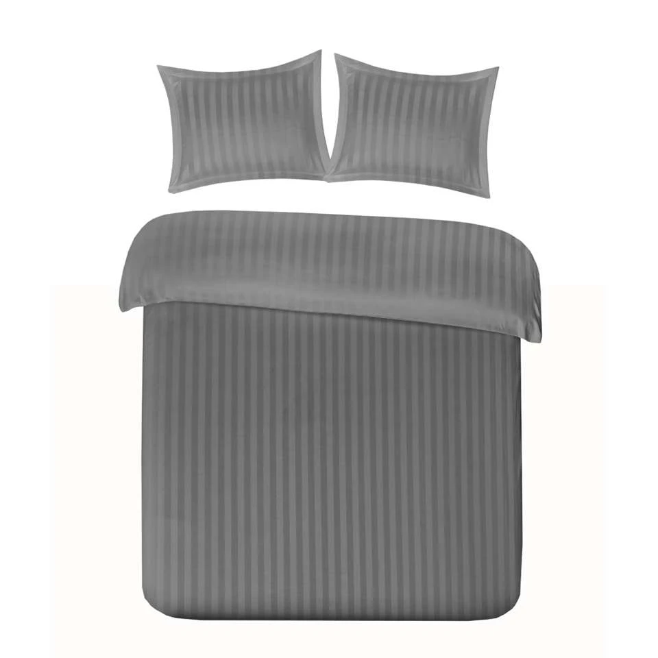Papillon Dekbedovertrek Satijn Streep - 240x200/220 Cm - Grijs 3 Papillon Dekbedovertrek Satijn Streep - 240x200/220 Cm - Grijs