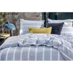 Walra - Dekbedovertrek Stripe Along - 240x220 Cm - Blauw -Kwaliteit Geselecteerde Dekbedovertrekkenwinkel 1174274377 0102