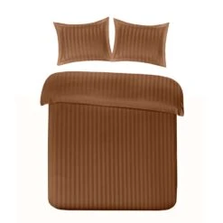 Papillon Dekbedovertrek Satijn Streep - 240x200/220 Cm - Bruin