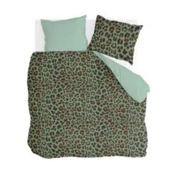 Byrklund - Dekbedovertrek Lazy Leopard - 200x220 Cm - Groen