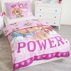 PAW Patrol Pup Power Dekbedovertrek - Eenpersoons - 140x200 Cm - Roze -Kwaliteit Geselecteerde Dekbedovertrekkenwinkel 1284376640 0102