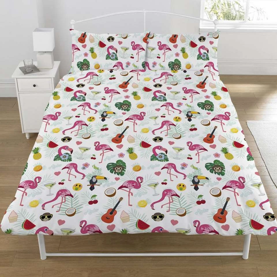 Emoji Flamingo - Dekbedovertrek - Tweepersoons - 200 X 200 Cm - Multi 4 Emoji Flamingo - Dekbedovertrek - Tweepersoons - 200 X 200 Cm - Multi - Afbeelding 2